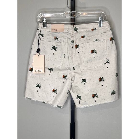 NYDJ Women's High Rise A-line Palm Tree Shorts NEW Size 4 Lift Tuck Technology - Picture 4 of 13